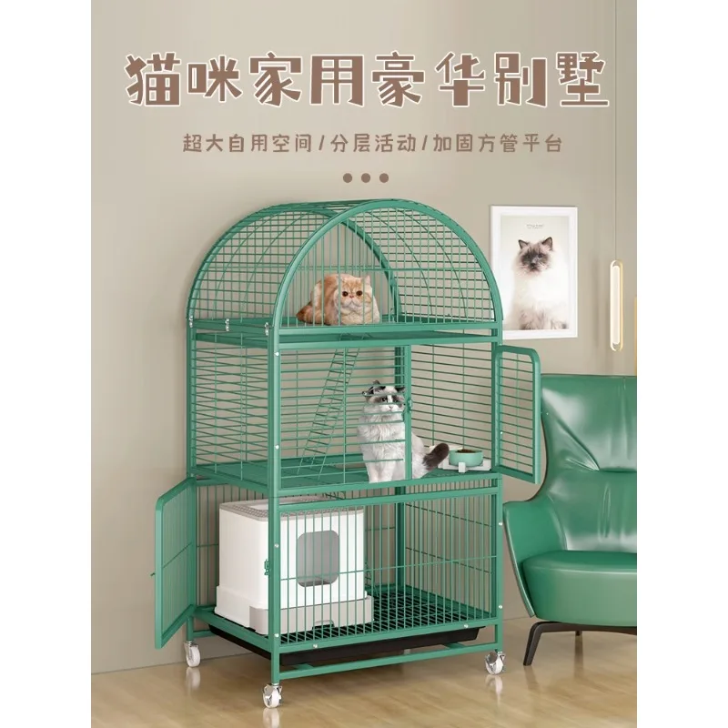 Cat Cage Home Indoor Cat Villa Super Free Space with Toilet One Cat House Two-story Cat Cage Cat Nest