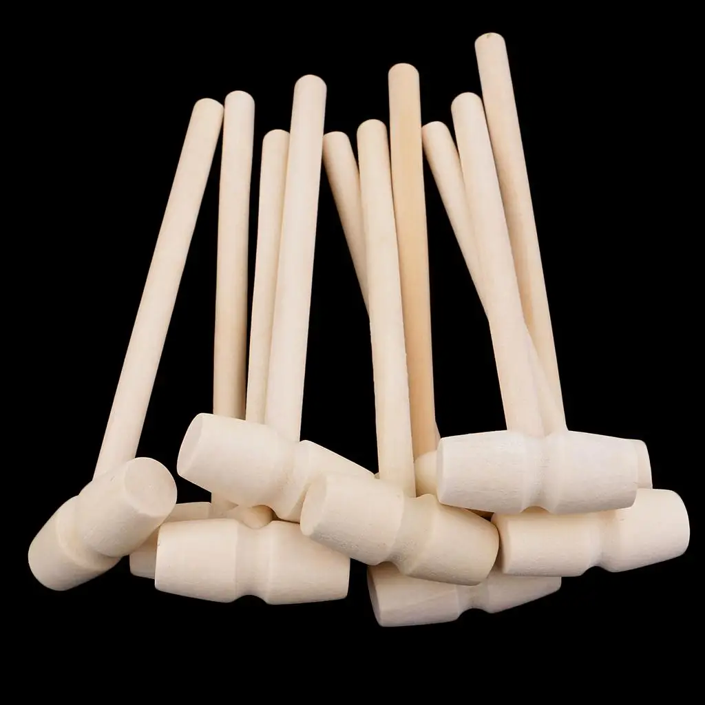 10 Pieces Wooden Hammer Mallet Crab Lobster Seafood Crackers Jewelry Crafts Jewelry Tools 140x43x19mm