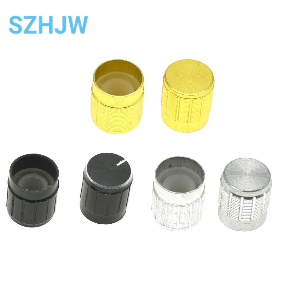 10PCS aluminum alloy 15*17mm potentiometer knob rotation switch volume control knob black silvery Gold