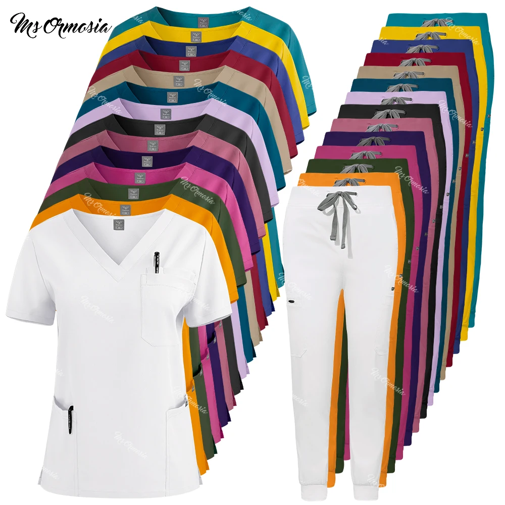 Women Men Work Uniform Unisex Scrubs Set Medical Nurse Uniform Nursing Accessories Clinical Work Clothes Fashion Jogger Suit New