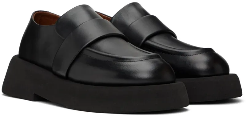 

Qianruiti Men's High-quality Black Leather Flatform Trendy Casual Big Round Toe Thick-soled Oxfords Cool Boys Street Shoes