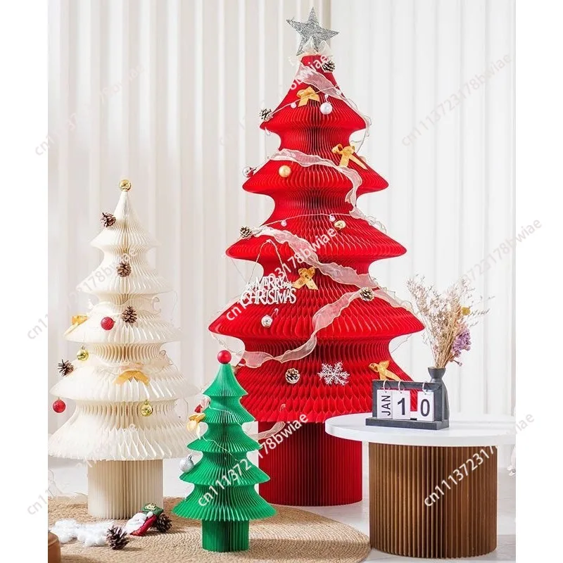 Foldable handmade Christmas tree Christmas scene light luxury new Christmas ornaments