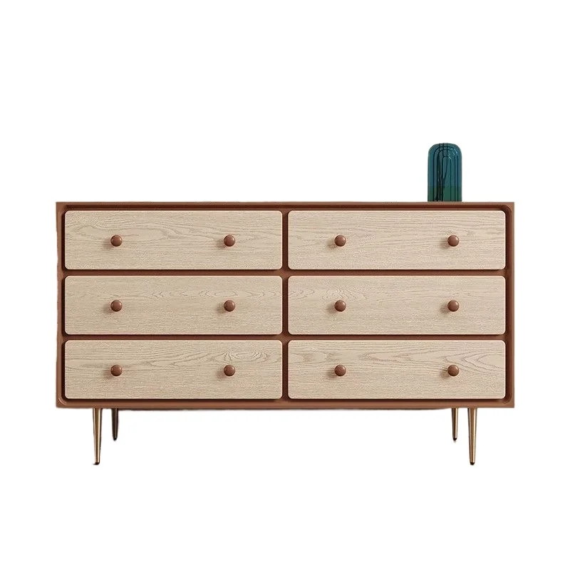 

Medieval style six-chest cabinet Nordic retro style living room solid wood bucket drawer cabinet bedroom TV cabinet solid