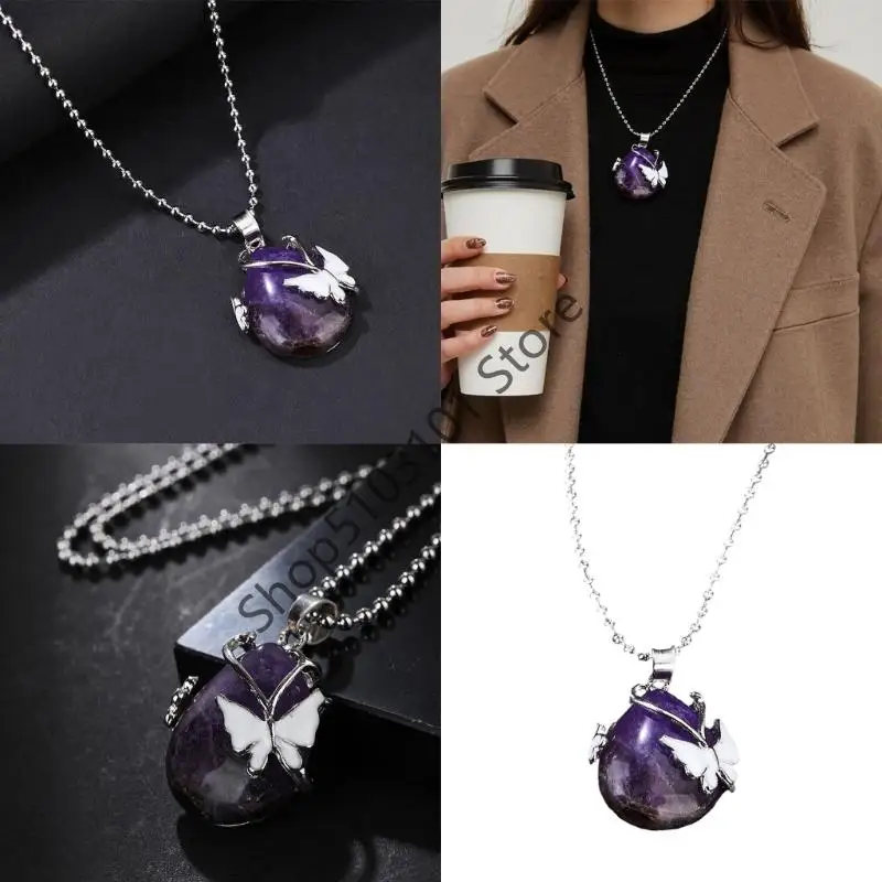 X6HE Refined Crystal Droplet Pendant Necklace Secure Clasp For Active Lifestyles