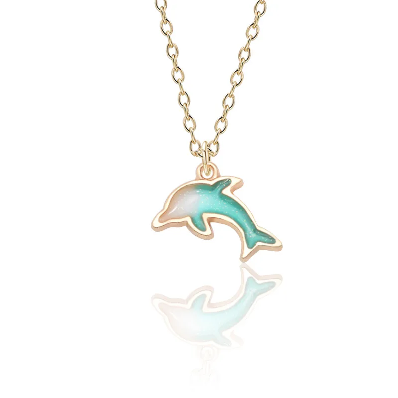 Korean Style Cute Little Dolphin Necklace Jewelry Gold Alloy Small Pendant