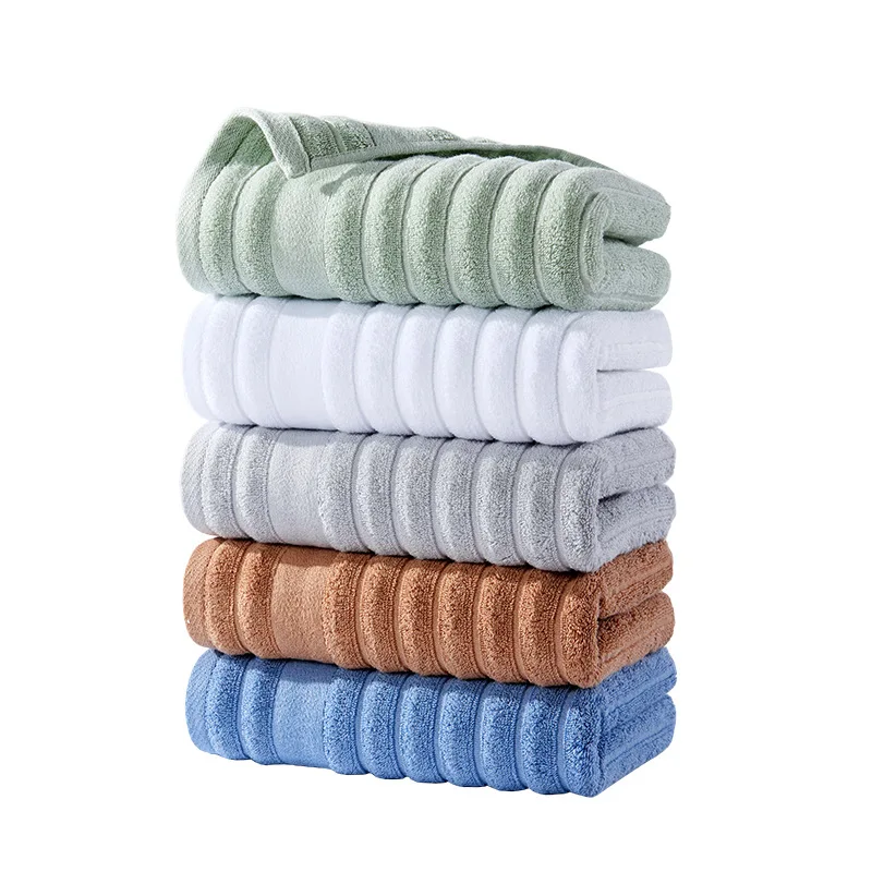 1/2/4pcs 34x74cm Stripe Cotton Jacquard Towels Water Absorbing Non-Shedding Thickened Beach Towels Green/White/Brown/Blue/Grey