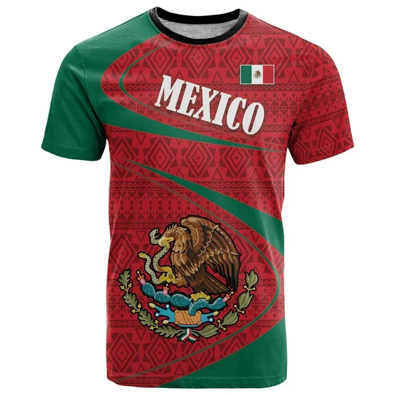 Mexico T Shirt Men's Warrior Eagle Graphic T-Shirt Aztec Tops Summer Harajuku O-neck Short Sleeves Men Clothing Sport Jersey