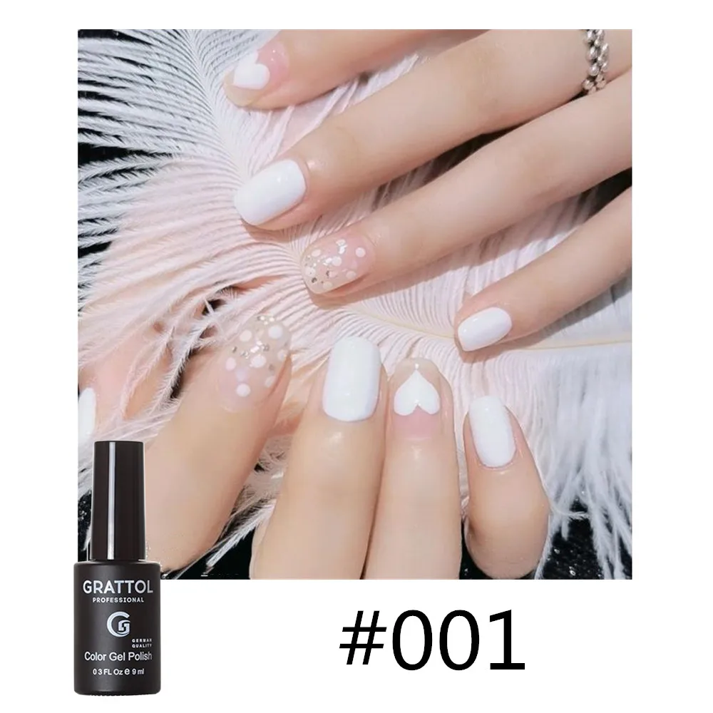 GRATTOL เล็บมืออาชีพ 001 สีขาว UV LED Soak Off DIY สีเจล UV เจลเคล็ดลับการออกแบบเล็บเล็บ