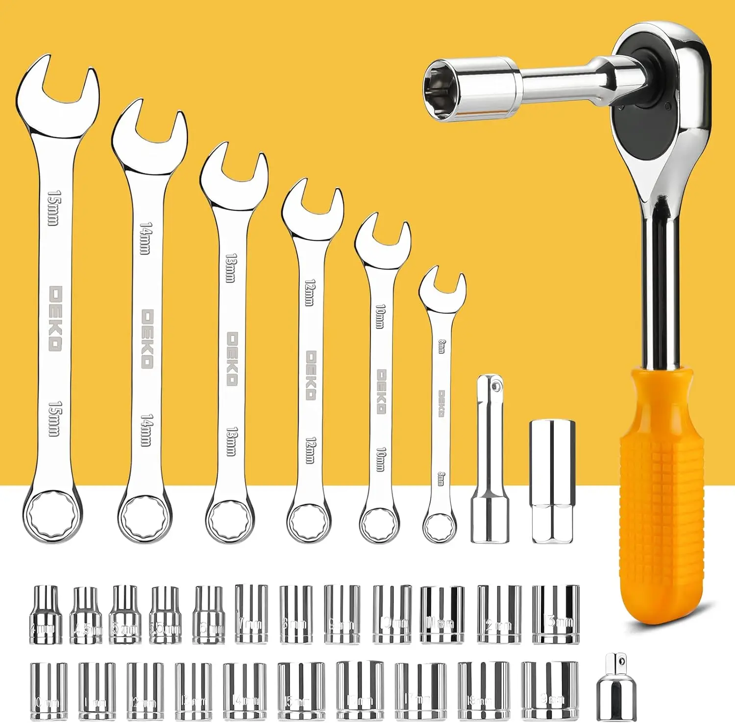 228 Piece Socket Wrench Auto Repair Tool Combination Package Mixed Tool Set Hand Tool Kit with Plastic Toolbox Storage Case