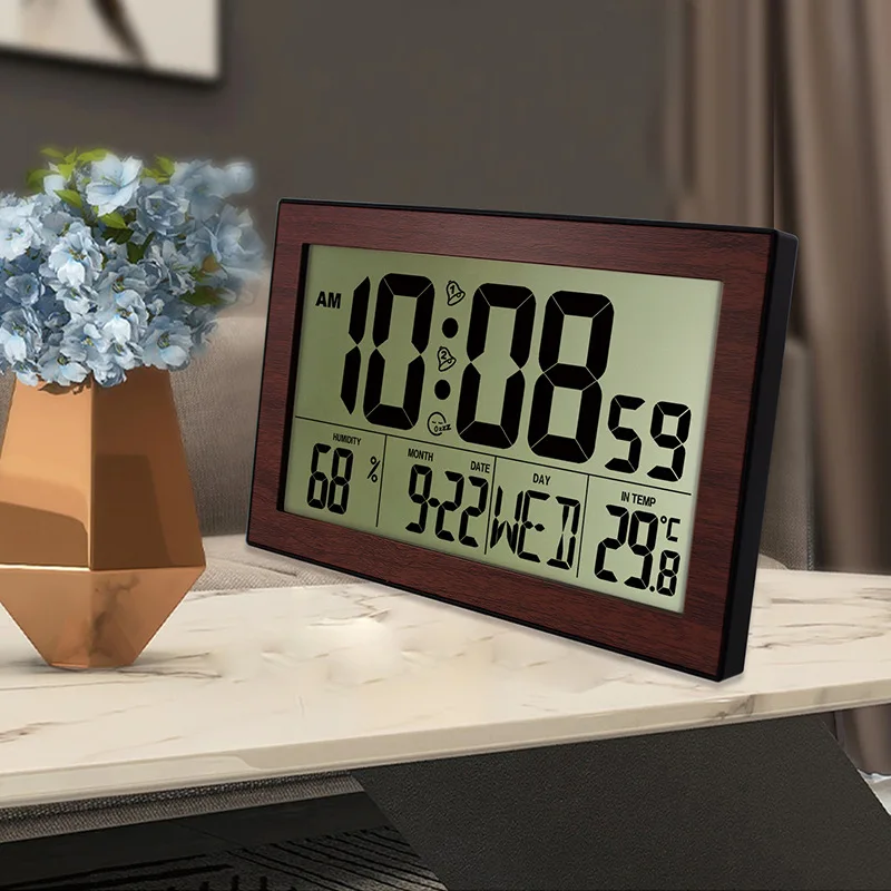 Multifunction Large Wall Clock Digital LED Calenda Alarm Clock Large Display Table Clock With hermometer Hygrometer Wall Clock