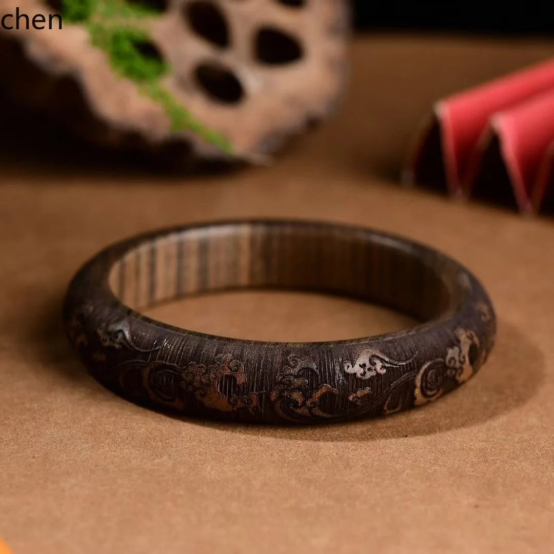 Cz1 agarwood bracelet - exquisitely carved agarwood bangle - buddhist religious item