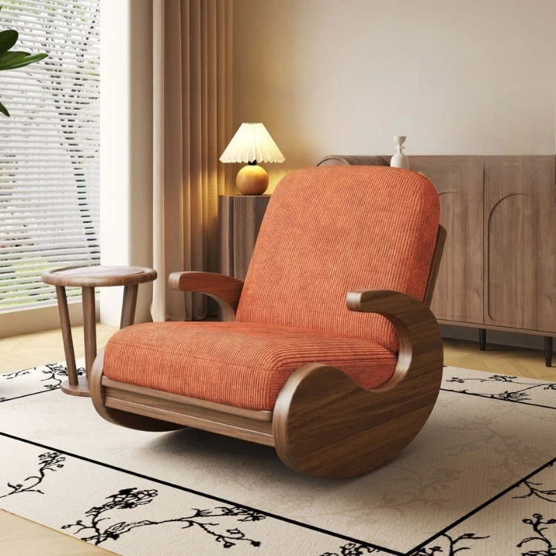 

Solid wood single rocking chair balcony bedroom pedal leisure recliner household dismantling and washing lazy sofa chair