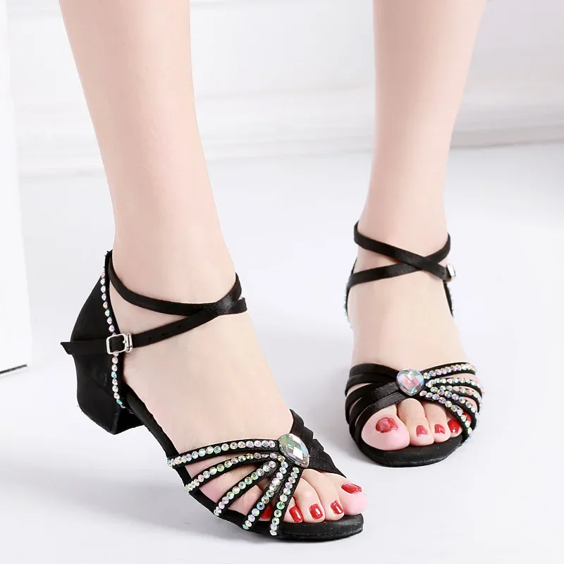 Professionelle Lateinamerikanische Tanzschuhe für Damen mit Diamanten, Weicher Rutschfester Sohle, Atmungsaktiv und Bequem, Ballroom-Übungsschuhe für Innenräume – Detail 6