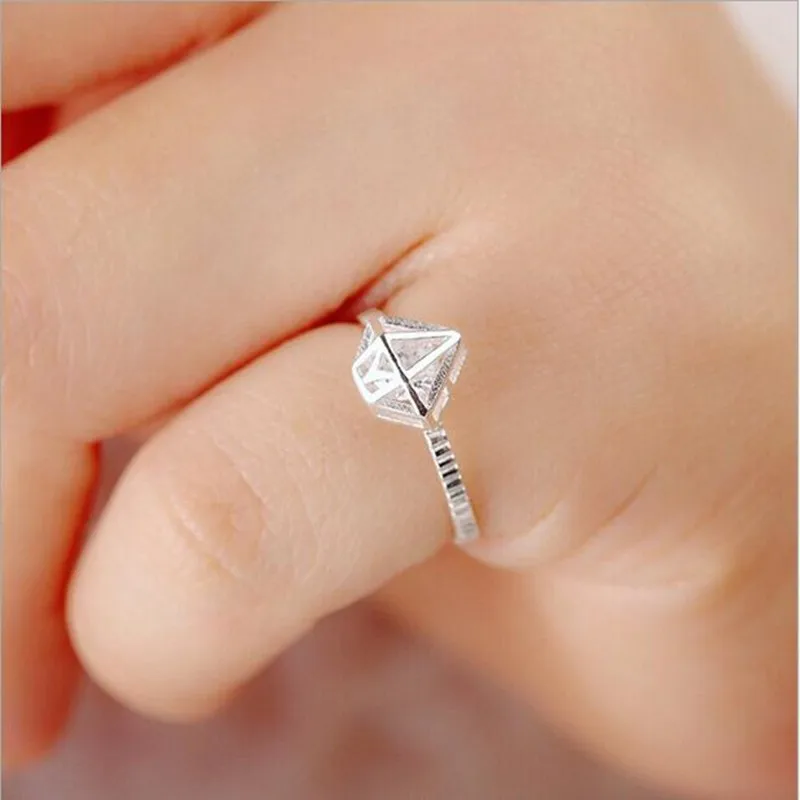 Women's Classic 925 Sterling Silver Crown Crystal Diamond Ring