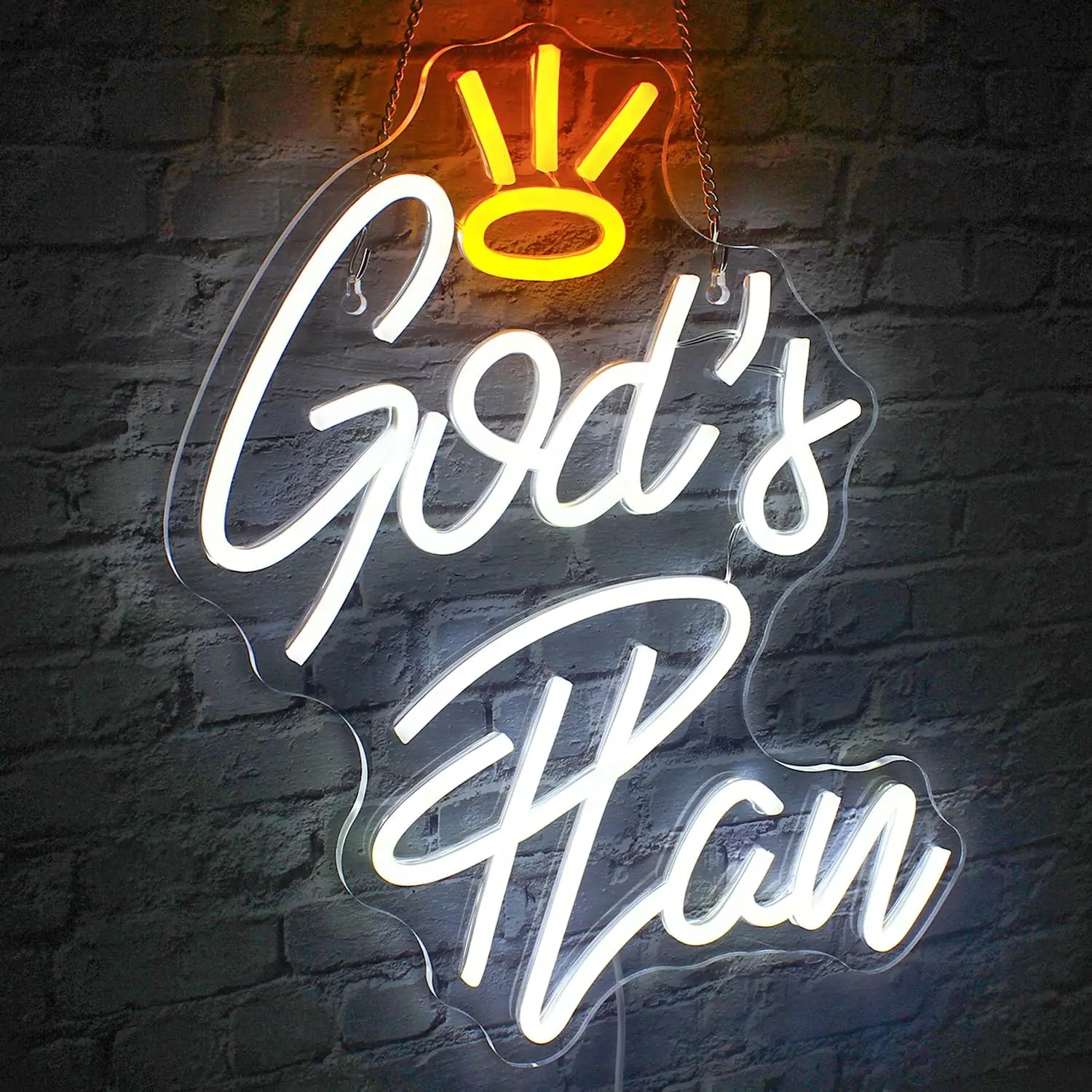 

God's Plan White LED Neon Sign for Wall Decoration,USB Powered Letter Neon Sign Bedroom Living Room Home Bar Wedding Party Decor