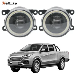 LED Fog Lights Assembly with Lens for JMC VIGUS Work Pickup 2021 2022 2023 Angel Eye DRL Daytime Running Lamp Left + Right Side