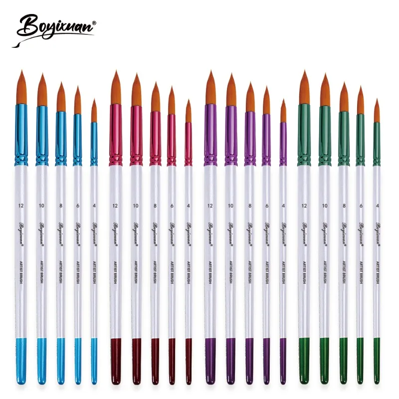 مجموعة فرش نايلون مطلية بالأشعة فوق البنفسجية محكمة الغلق بالكامل بمقبض خشبي - أدوات احترافية لتطبيق اللوحة والصباغ للفنانين #5