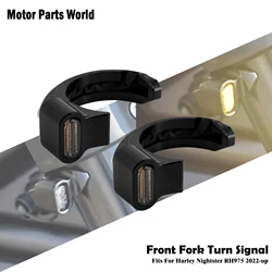 Front Fork Shock Absorbers Lights For Harley Sportster Nightster 975 2022-UP Motorcycle LED Turn Signal E-Mark Indicator Lamp