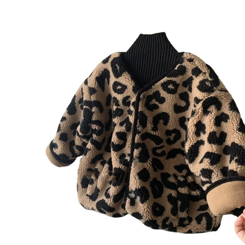 Jackets For Girls Winter Spring Baby Jackets Coats Children Leopard Jacket Coat Warm Outerwear V-neck Clothing