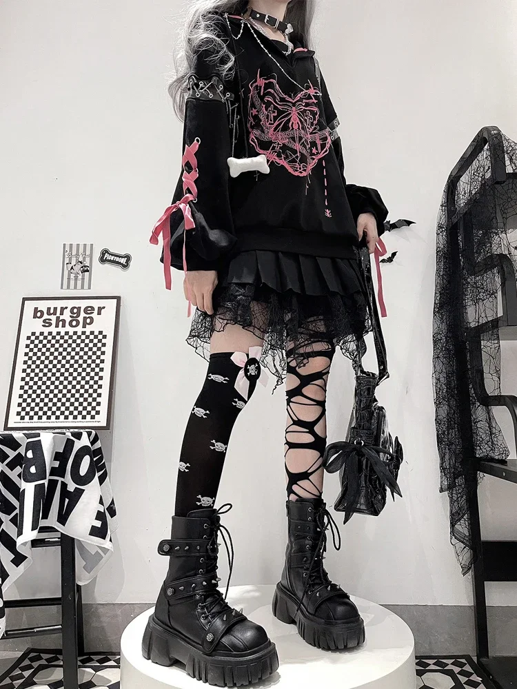 오리지널 버터플라이 다크 Gett Daily Academy girls 느슨한 긴 소매 네이비 칼라 까마귀 코트 플리츠 스커트 슈트