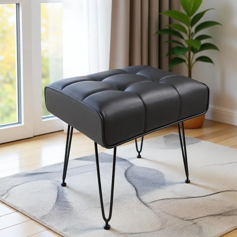

Black Makeup Vanity Chair with Comfortable Seating for Beauty Rooms
