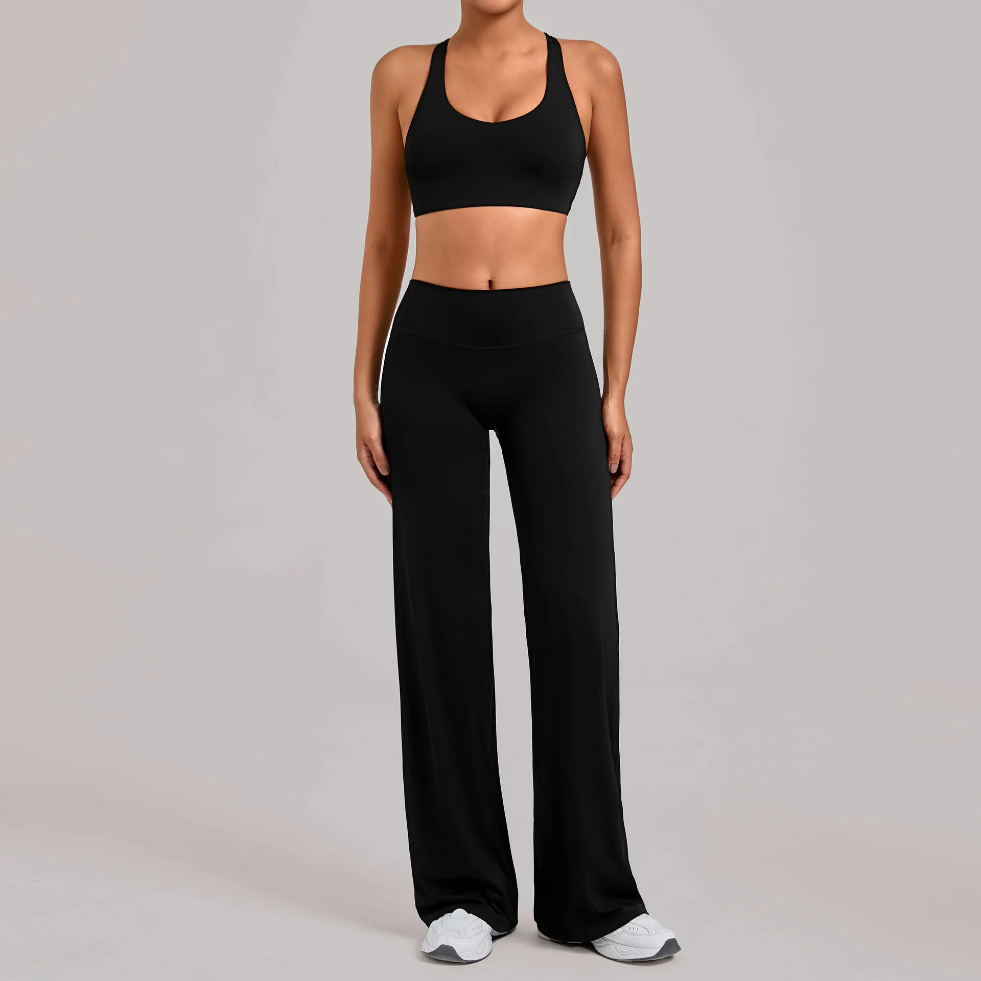 2 Piece Yoga Set for Women Sports Suit Gym Outfits Sports Bra Flare Pants Bell-bottom Trousers