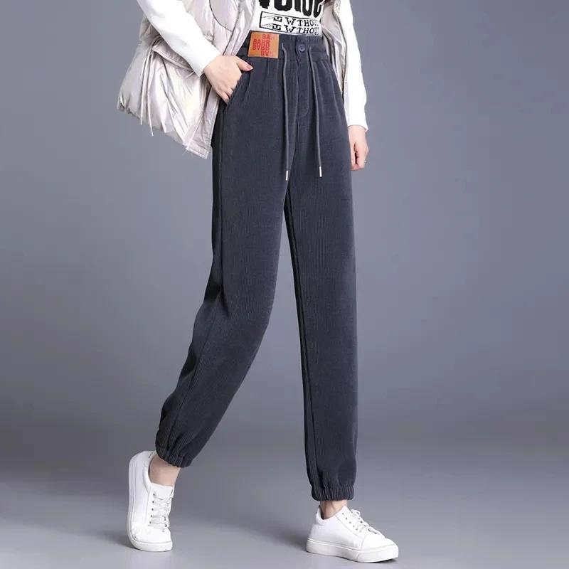 2023 Autumn winter South Korea Chenille women's pants network new heat thickened ankle casual haren pants