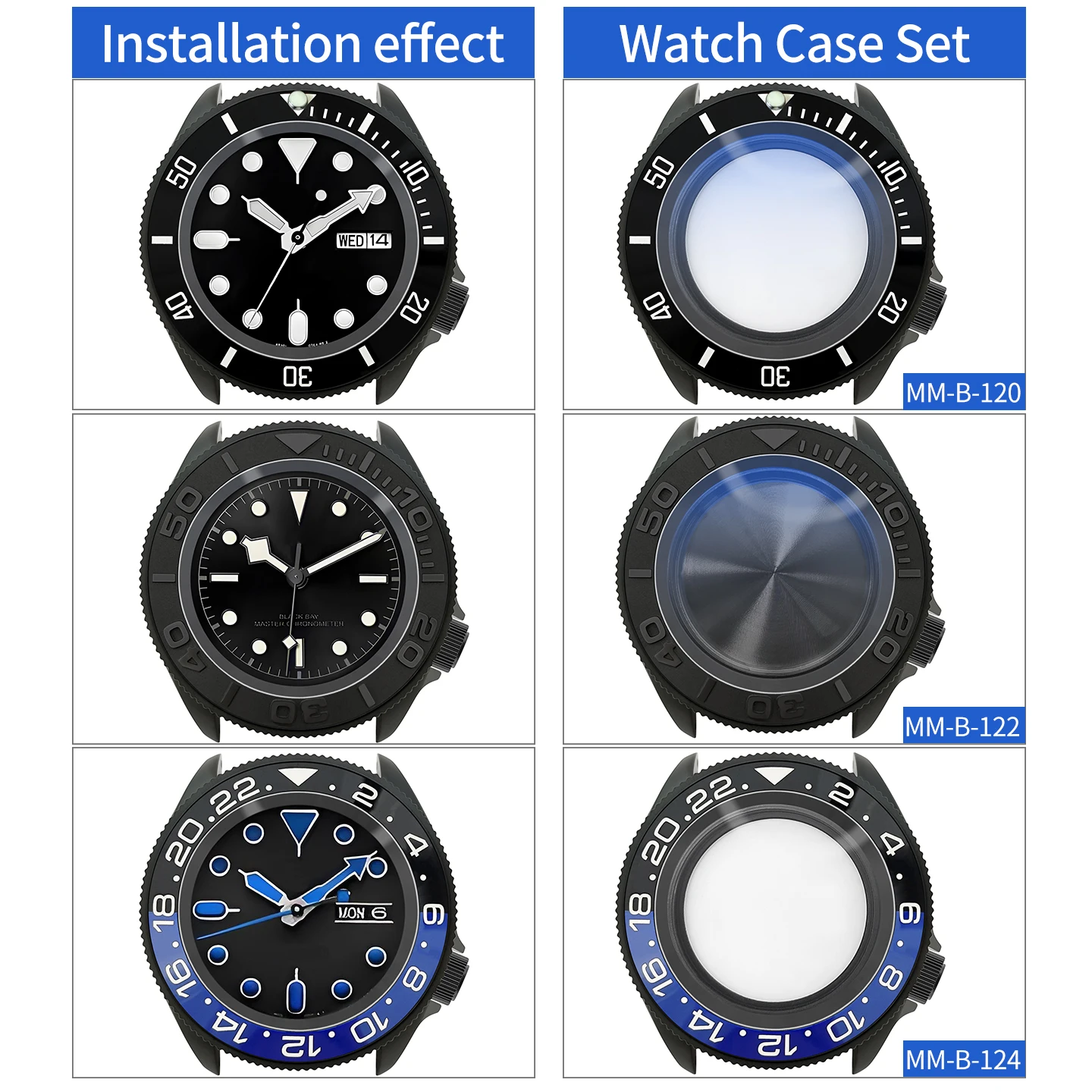 MM300 SKX 3.8 Uhrengehäuse-Set Schwarz Matt Passend für NH35/NH36/NH34 MOD Uhrengehäuse-Teile Saphirglas-Einsatz Lünette Maßanfertigung – Detail 2