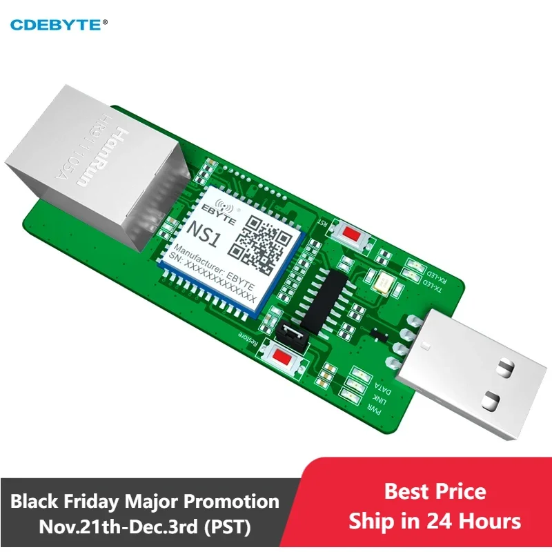 Serial to Ethernet Module Test Board CDEBYTE NS1-TB TTL Level to RJ45 Ethernet Low Power Modbus Gateway Modbus TCP to RTU