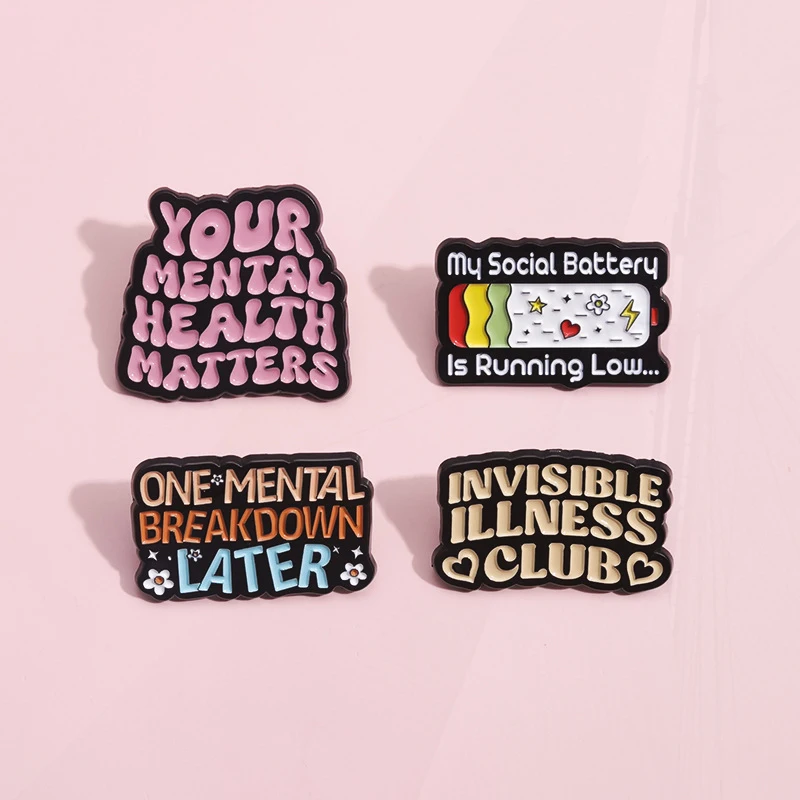 Love Social Battery Avoid Anxiety Women Make History Club Enamel Badge Punk Pins jewelry Gift Cartoon Letter Metal Pin Rainbow