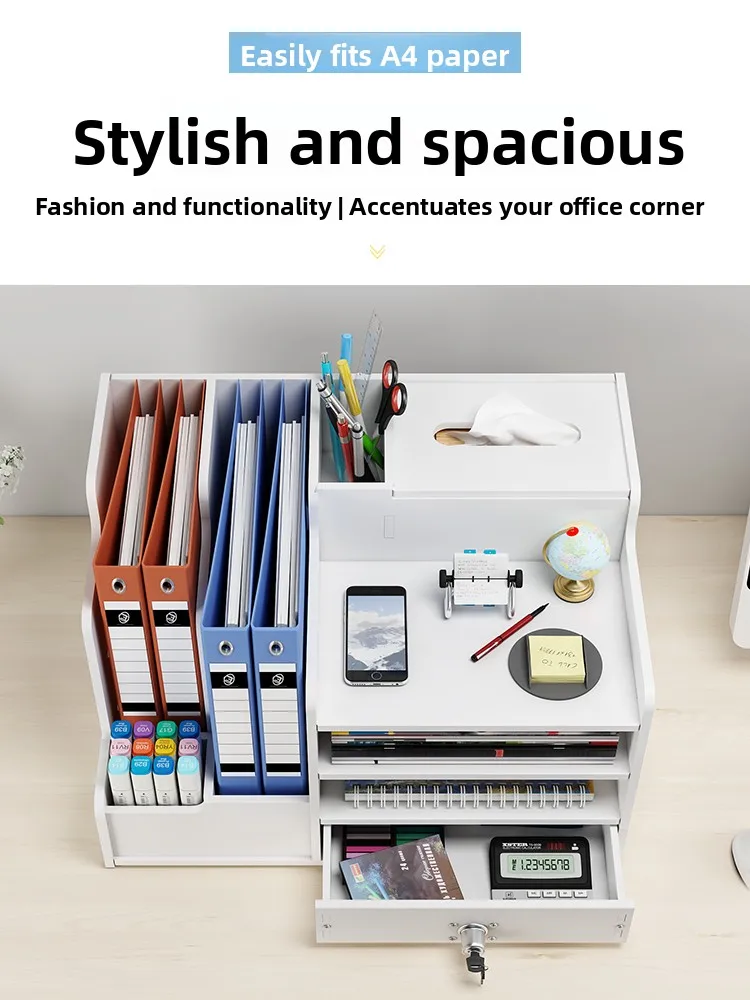 صندوق منظم مكتب كبير، حامل تخزين من Der Supply، صينية أقلام، منظم مستندات متنوع، تصميم Ra Simptic