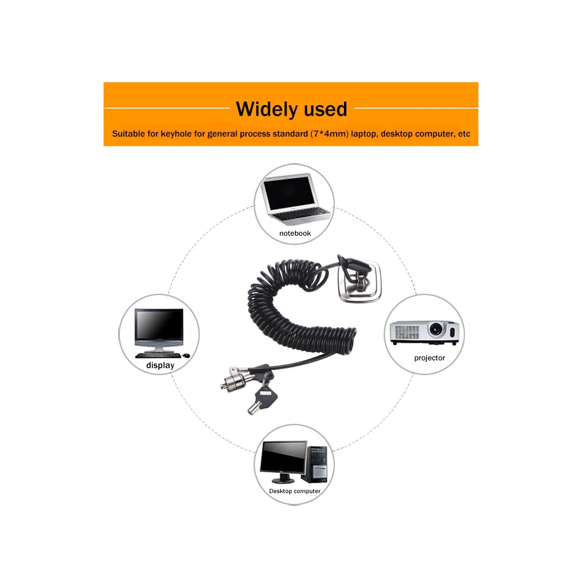 قفل الكمبيوتر المحمول قفل الكمبيوتر المحمول مكافحة سرقة قفل عالمي قابل للسحب الربيع حبل الصلب كابل مفتاح قفل الكمبيوتر