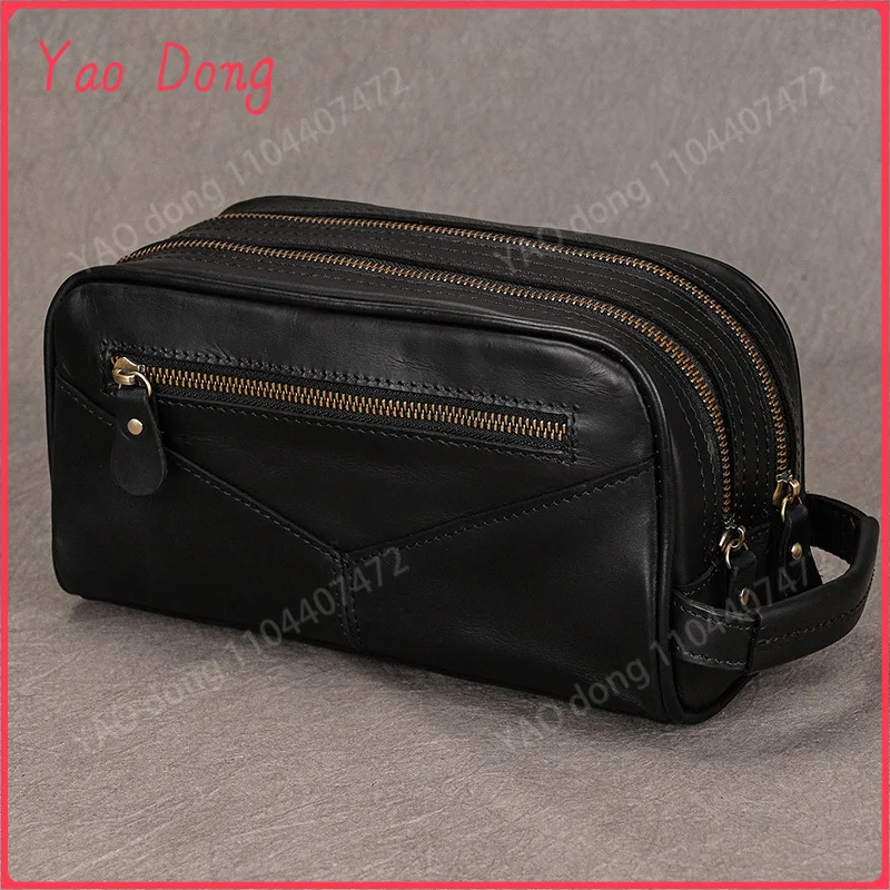 Yao Dong New Designer Men's Stroage Bag For Travel Wash Bags Clutch Bags Men Women Make Up Bags Genuine Leahter Durable Clutches