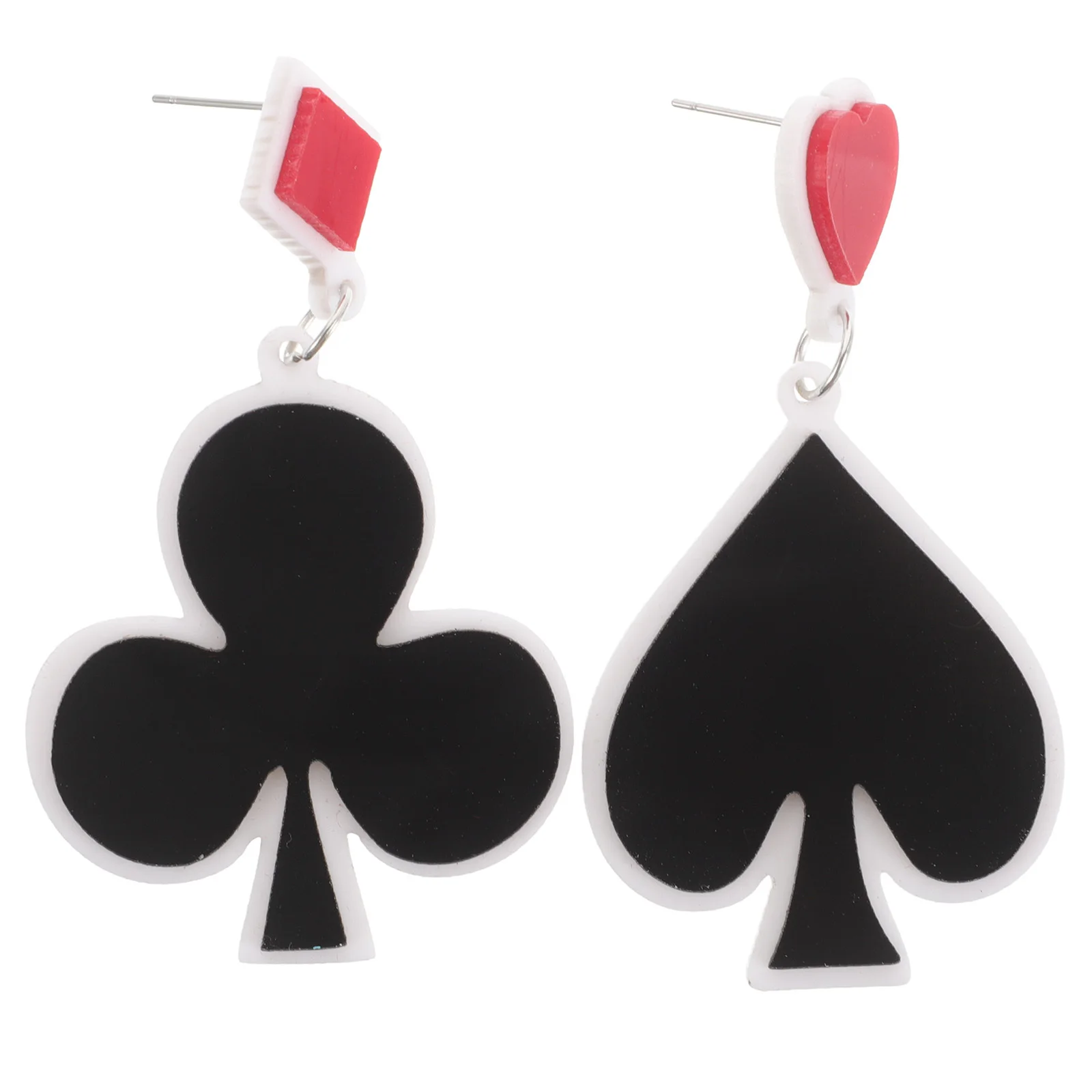 بطاقة البوكر المضحكة المتدلية على شكل قلب أقراط فريدة من نوعها غير متطابقة للنساء في عيد الحب وحفلات الزفاف هدية عتيقة #5