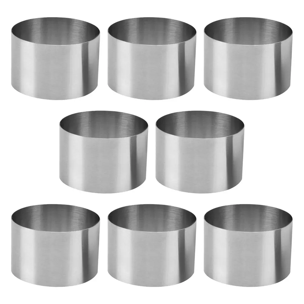

8pcs Stainless Steel Cake Rings Round Baking Molds 8cm Diameter For Pastry Desserts Tarts Cakes Non Stick For Home Baking