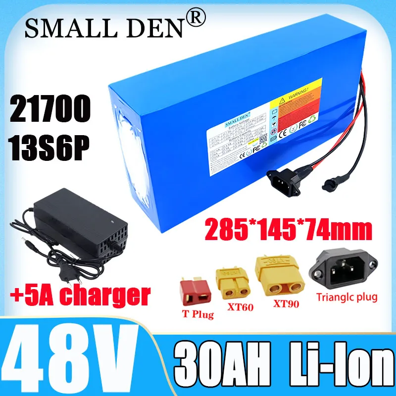 New 48V 30ah 15AH lithium-ion battery pack 21700 13S6P suitable for 2000W motor with built-in BMS rechargeable battery tax-free