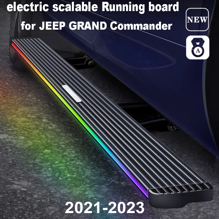 

Car electric scalable Running board / side step/foot board for JEEP GRAND Commander 2011-2023.with colorful led lamp.Non rusting