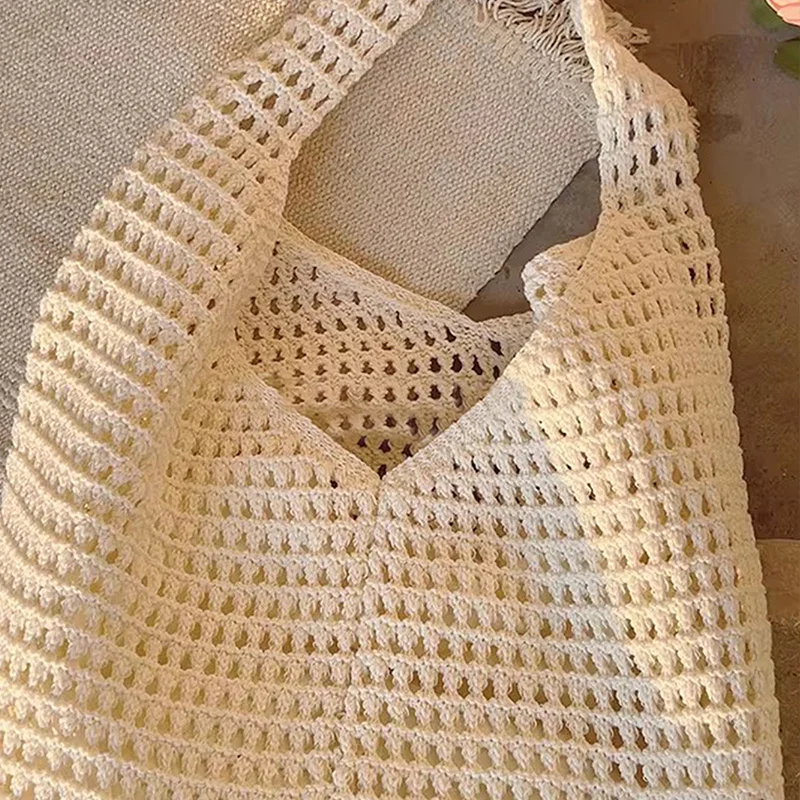 Kreative große Kapazität Umhängetaschen lässig einfache Handtaschen Vintage multifunktionale gewebte Einkaufstasche Strandtasche – Detail 6