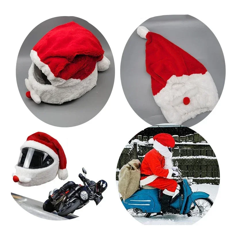 Christmas Santa Claus Helmet Cover Hat for Motorcycle Helmet Happy New Year Party Supplies Xmas Cosplay Accessoories