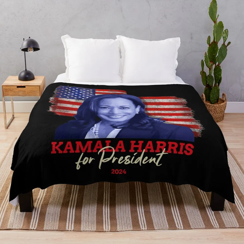 Kamala Harris for President 2024 Madam Vice President Throw Blanket Sleeping Bag Nap Flannels Blankets