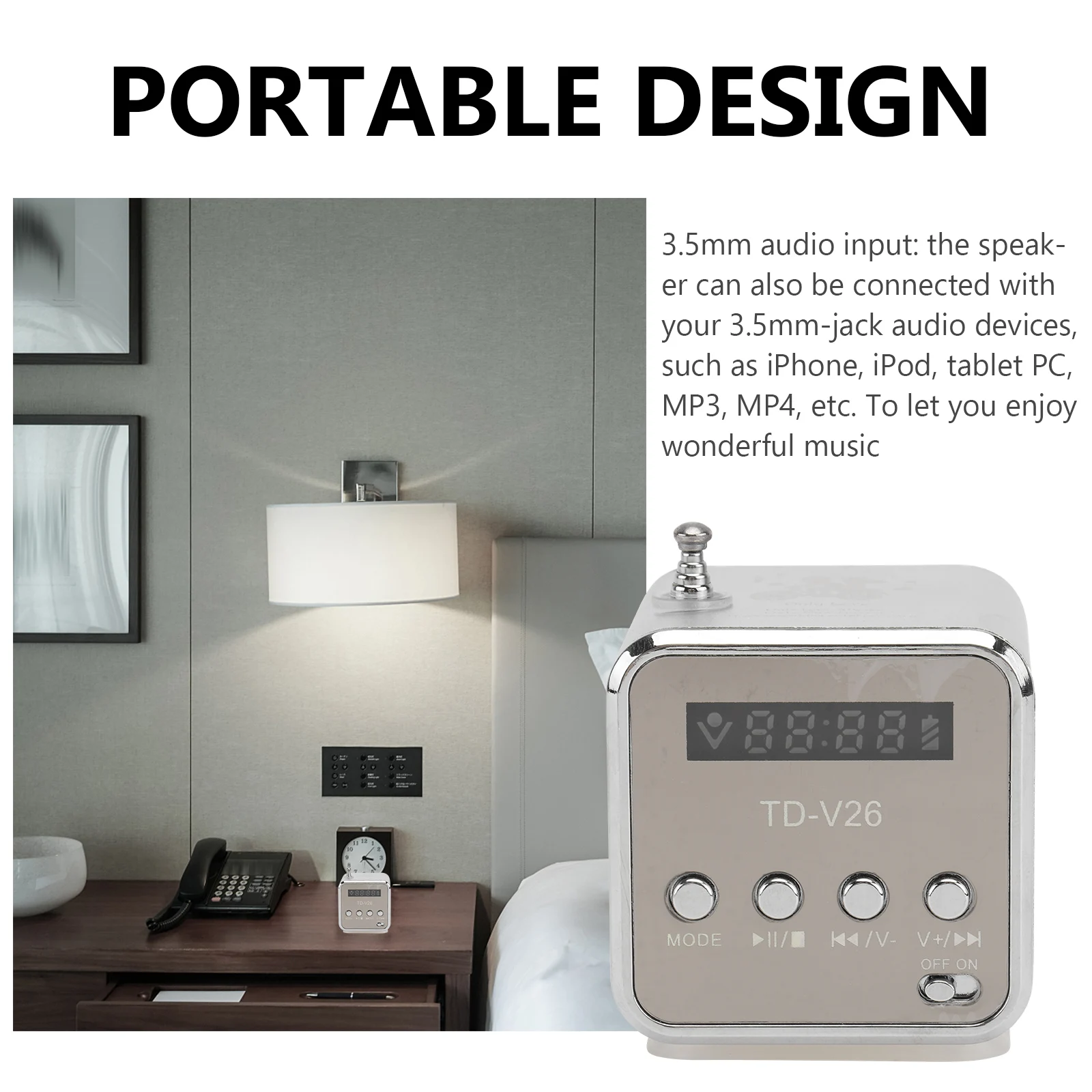 

Mini Digital Portable Speaker Micro / Usb Disk Mp3 Player Led Display Rechargeable Multi-Color Light Green