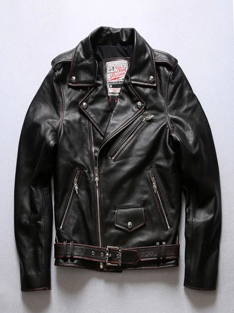 AFF-10 RockCanRoll Super Quality Coat Genuine Cow Leather Cowhide Stylish Durable Vintage Jacket