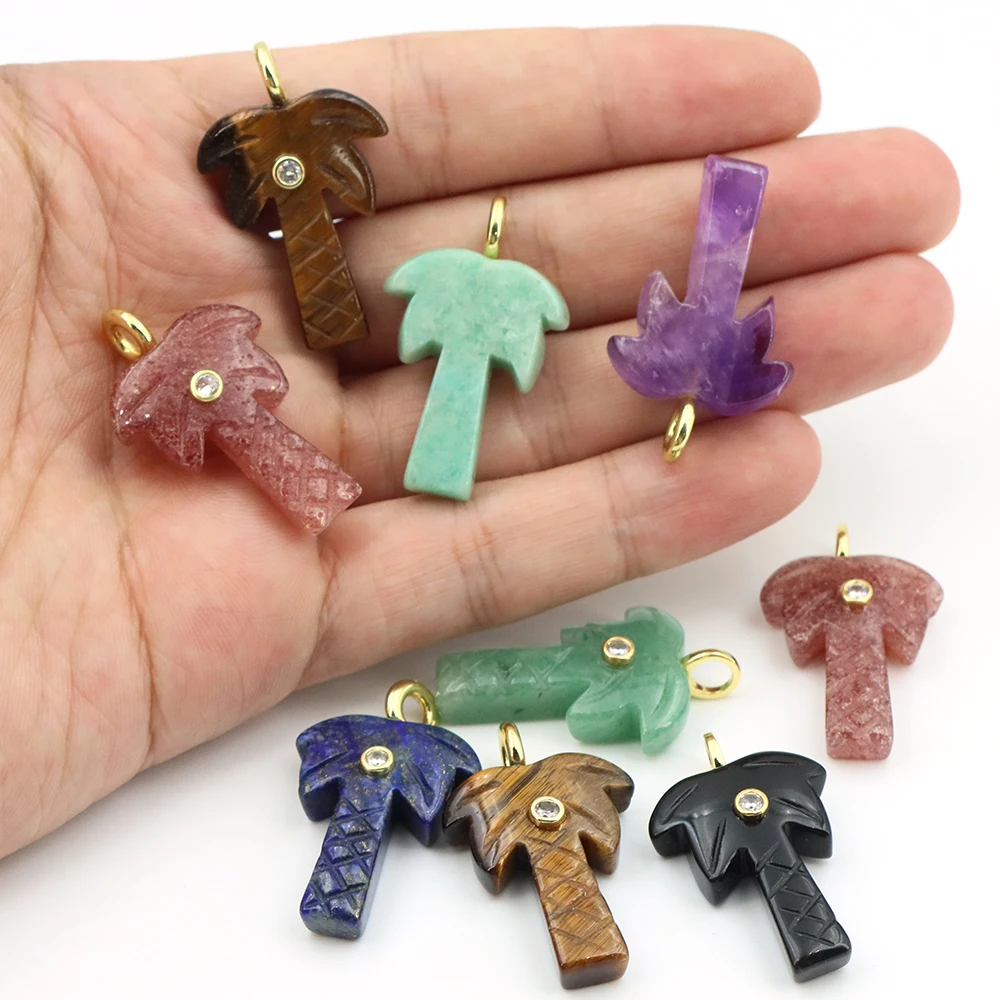 30mm 천연석 코코넛 나무 펜던트, 화이트 지르콘 크 - Crystal Pendant Necklace Natural Stone 리뷰 및 가격