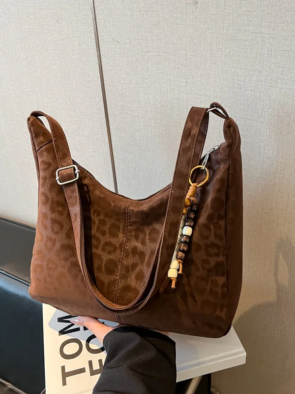 

Retro Large Capacity Leopard Print Tote Bag Women's 2025 New Casual Commuter Versatile Crossbody Bag Autumn Winter Single Sho...