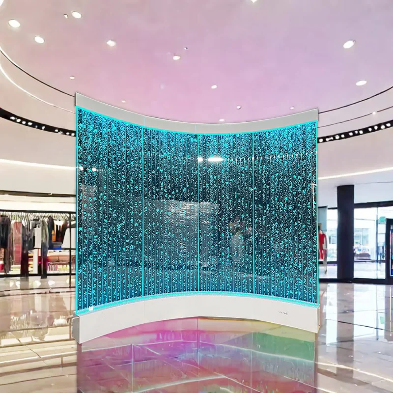 

Custom. Standing Curved Bubble Wall LED Lighting Interior Panel Landscape Waterfall Fountain Water Feature