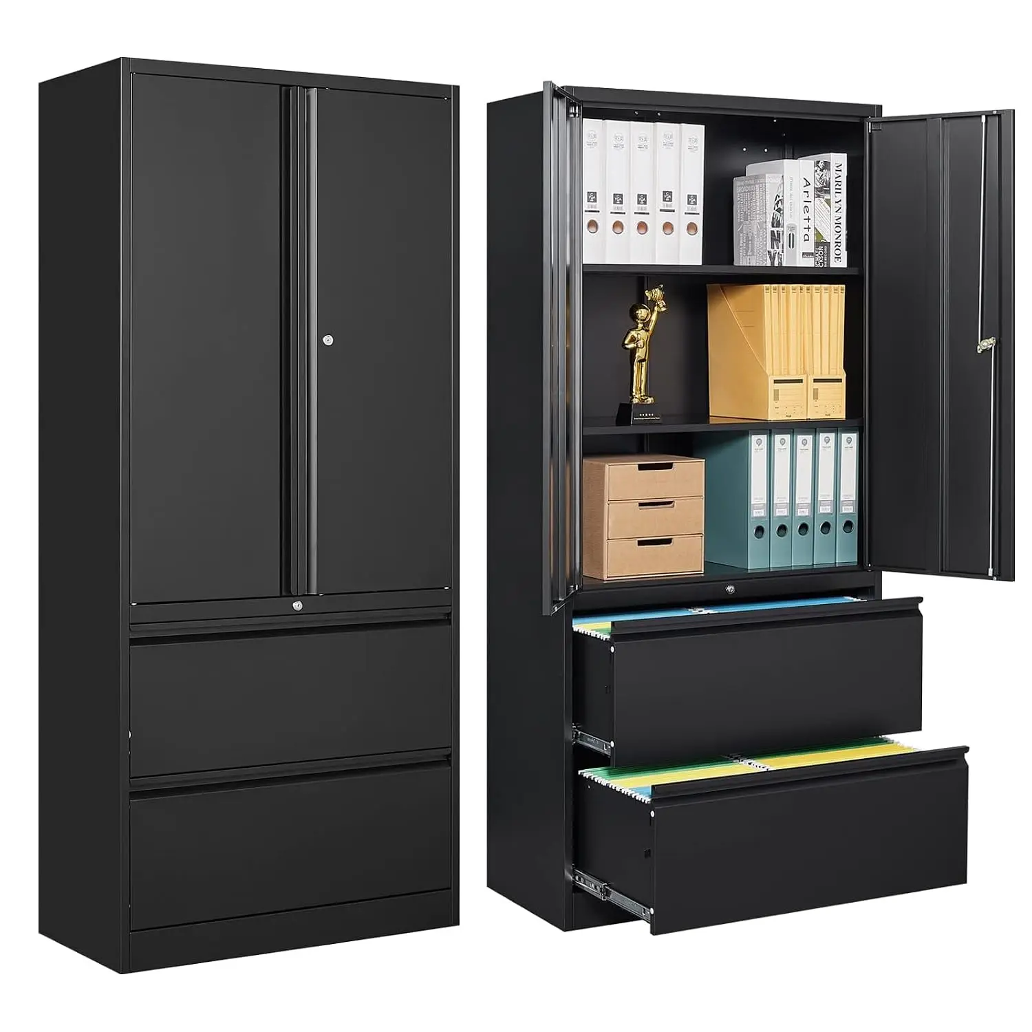 Metal Lateral File Cabinet with 2 Locking Drawers for Letter & A4 Files, Customized