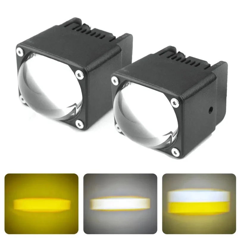 For Motorcycles High-Power 80W LED Headlights with White-Yellow Lenses, High-Quality, Wide Viewing Angle, New CSP Spotlights