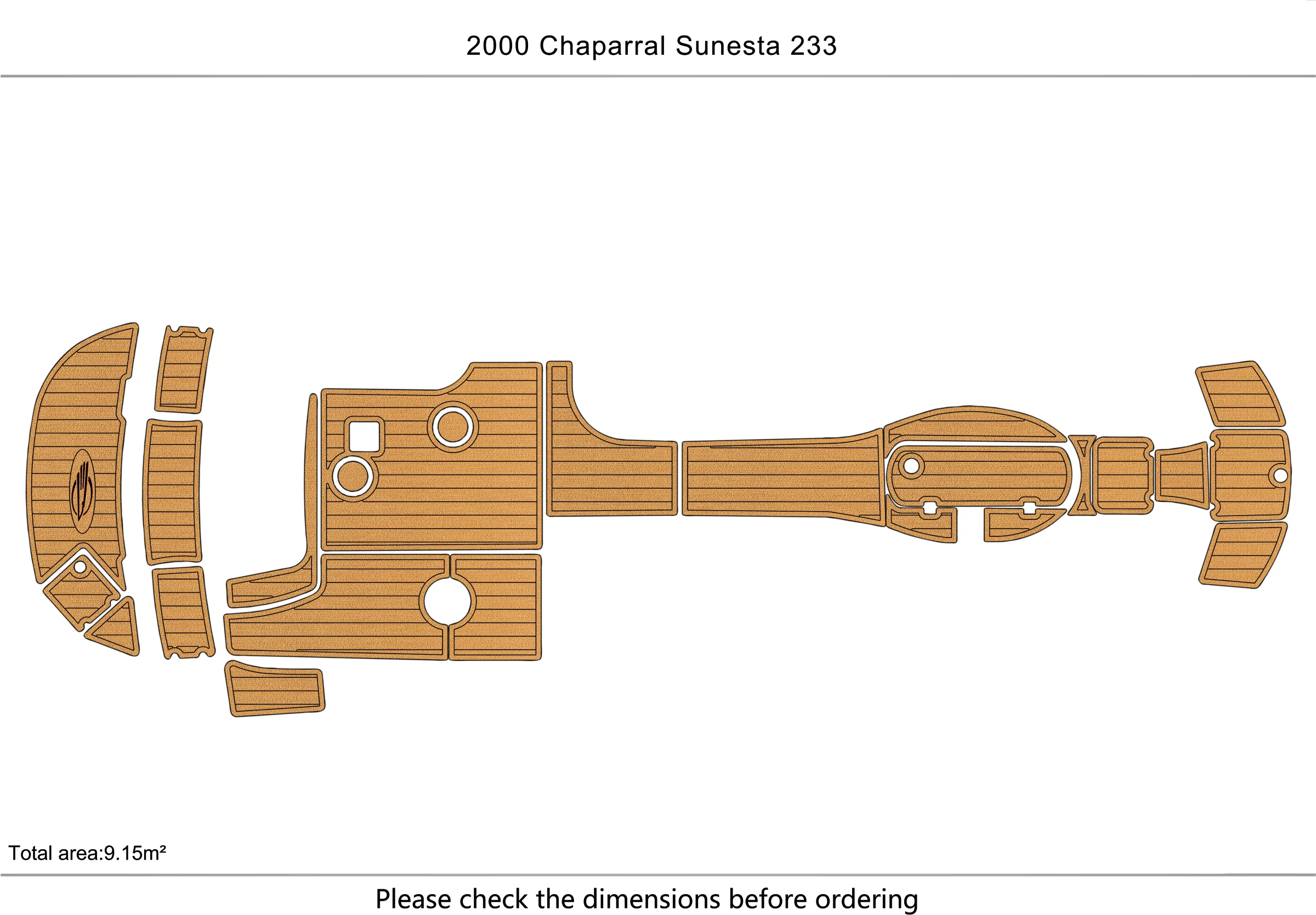 

2000 Chaparral Sunesta 233 Cockpit Swimming platform bow 1/4" 6mm EVA FAUX Water Ski Yacht Fishing Boat Non-slip mat floor