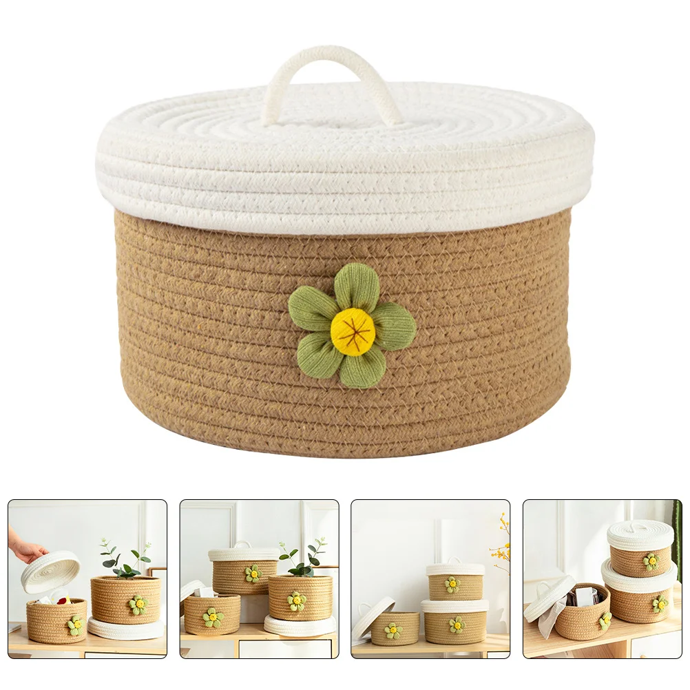 

Storage Sundries Storage Basket Basket Cotton Rope Round Woven Organizer For Home Living Room Desktop Sundries Container