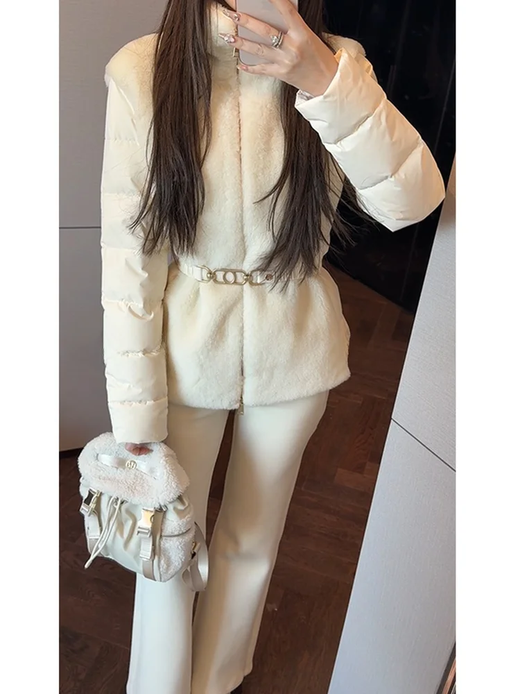 

Женская куртка Mimius с воротником-стойкой, утепленная пухом, с шерстяными вставками, простой крой, приталенная, высокое качество, пух от Du, с возможностью отслеживания происхождения, серия Tee Star